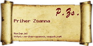 Priher Zsanna névjegykártya